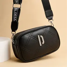Bolsa feminina novo estilo elegante All-Match nicho mensageiro saco feminino pequeno saco Multi-camada de couro macio om
