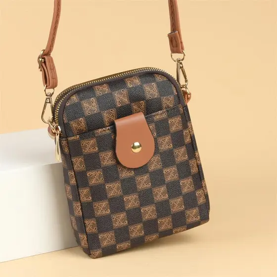 Bolsa mensageiro para celular feminina, novo estilo, meia-idade, idosos, estampada, ombro pequena, Vertical, bolsa de om