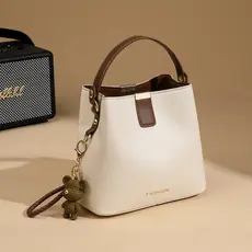 Novo Casual estilo simples balde saco feminino ombro mensageiro saco All-Match Commuter bolsa de couro macio moda pequen