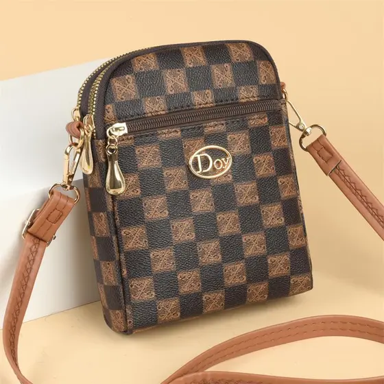Bolsa mensageiro para celular feminina Fashion multicamadas bolsa de ombro Vertical bolsa pequena de meia-idade All-Matc