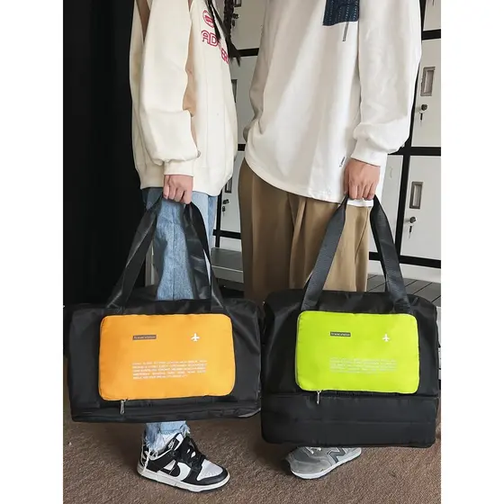 Bolsa de viagem de curta distância feminina leve portátil dobrável bolsa de bagagem de grande capacidade portátil bolsa