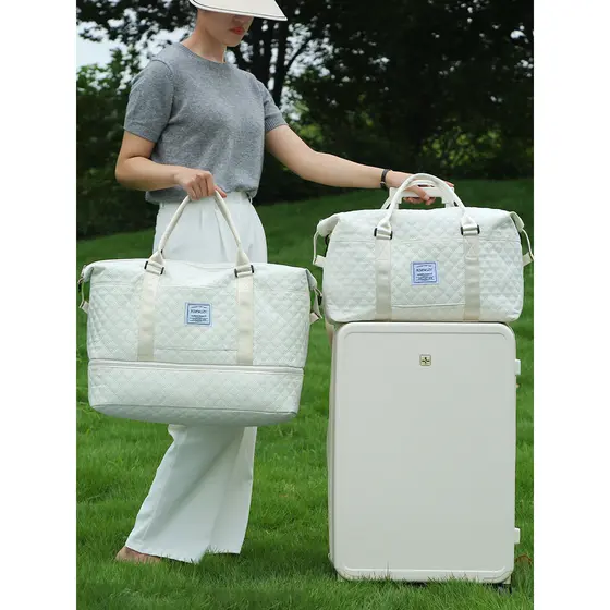 Bolsa de viagem de grande capacidade, bolsa de bagagem feminina portátil, bolsa de armazenamento para maternidade, bolsa