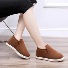 Meninas forro de lã sapatos de pano feminino inverno carne tendão sola sapatos casuais crianças jovens estudantes carmes