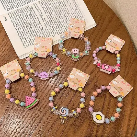 Crianças dos desenhos animados pulseira feminina princesa geléia cor frisado bonito menina bebê pulseira estudante jóias