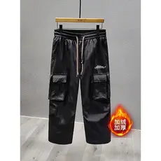 Calças para baixo dos homens inverno solto Street wear estilo americano cordão paraquedista calças masculinas macacão qu