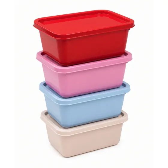 Pote Organizador 500ml com Tampa Colorida Vermelho Rosa Azul Bege Cozinha Lanches Porções