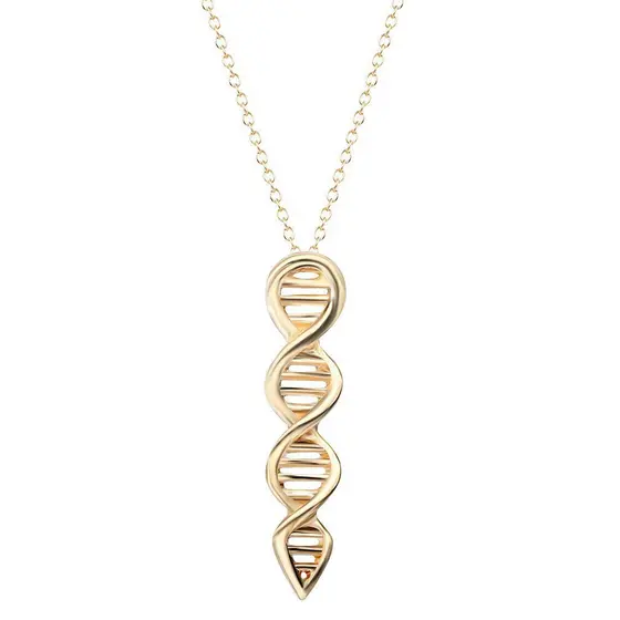 Colar de Molécula de DNA de Designer Novo da Qiming para Mulheres, Pingente Espiral Molecular, Joias de Comércio Exterio