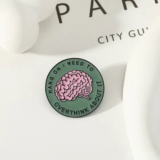 Broche personalizado da série "Órgãos do Corpo", distintivo de esmalte em liga metálica em formato de cérebro, acessório