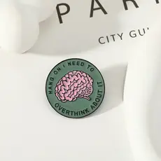 Broche personalizado da série "Órgãos do Corpo", distintivo de esmalte em liga metálica em formato de cérebro, acessório