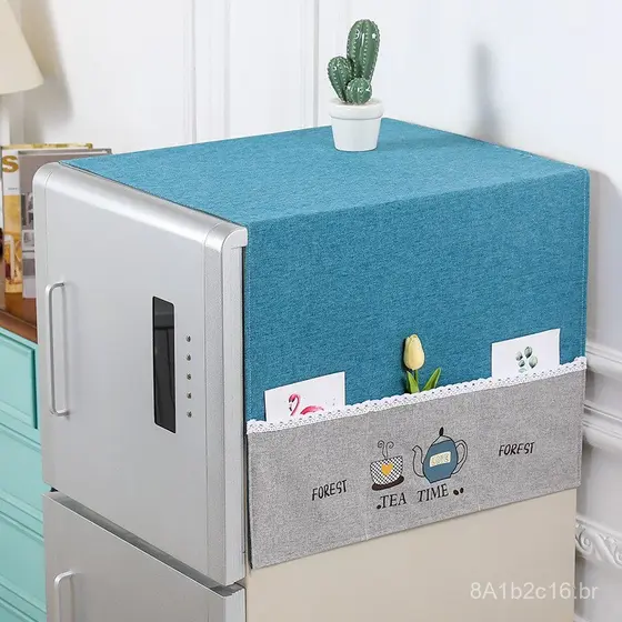 Capa protetora contra poeira para refrigerador, capa de algodão e linho para refrigerador doméstico, fabricante de capas