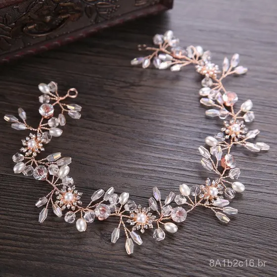 2018 Novo Acessório de Cabelo de Cristal em Ouro Rosado, Tiara de Flores para Noivas, Acessórios para Vestido de Noiva,