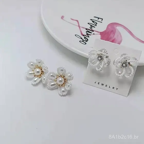 Brincos de Pérola Exagerados 925 para Mulheres, Estilo Minimalista Fashion, Brincos e Clipes de Orelha Elegantes com Mot