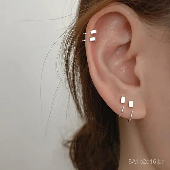 Brincos de novo estilo de 2021 para mulheres, mini ganchos quadrados coreanos e japoneses, exclusivos ear cuffs pretos,