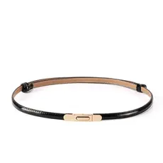 Cinto feminino de couro legítimo envernizado, cinto fino em cores vibrantes, cinto decorativo simples e versátil, couro