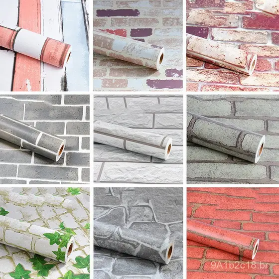 Azulejos de parede vintage, papel de parede com efeito de tijolo, adesivos de parede com efeito de pedra, papel de pared