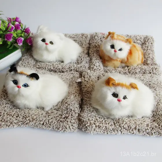 Figurinha de Gato Realista que Mia, Gato Sentado em Carvão de Bambu, Ornamento Decorativo para Áreas Cênicas, Presente d