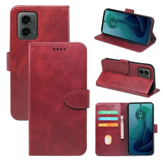 Adequado para Motorola moto g55 business x70 air, capa de couro com fivela frontal em pele de bezerro para telefone g57