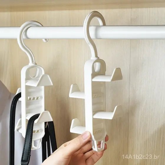 Prateleira de armazenamento em camadas para guarda-roupa doméstico, desmontável com quatro ganchos, reforçada com PP par