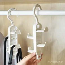 Prateleira de armazenamento em camadas para guarda-roupa doméstico, desmontável com quatro ganchos, reforçada com PP par