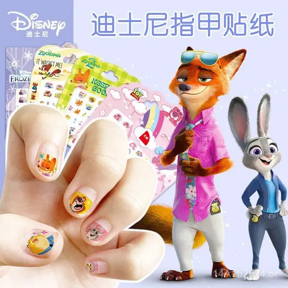 Adesivos de Unhas Infantis Mickey, Princesa e Frozen, Adesivos de Unhas Seguros para Bebês e Gestantes, Adesivos de Unha