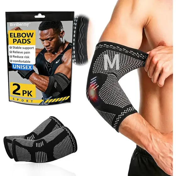 2 cotoveleiras esportivas com função de compressão – Cotoveleiras respiráveis, adequadas para epicondilite, fitness, mus
