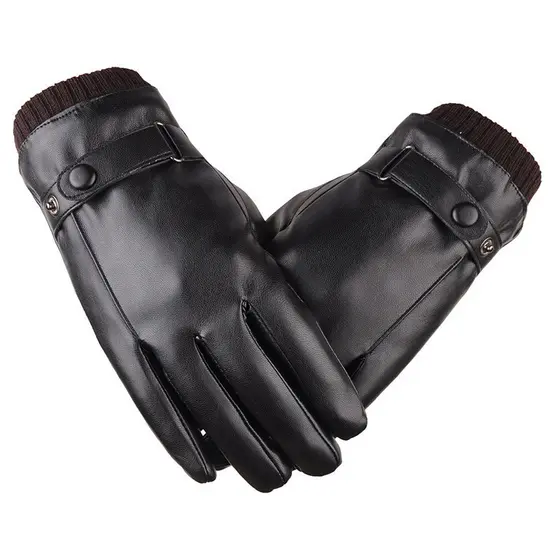 Luvas de Couro Pretas Masculinas para o Inverno de 2023, Antiderrapantes, com Tela Sensível ao Toque, para Condução ao A