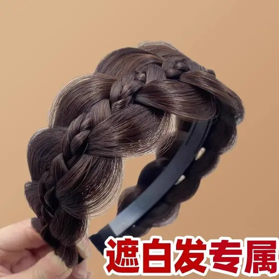 2025 novo estilo de caveira alta, peruca de aba larga, faixa de cabeça feminina, cabelo branco, espinha de peixe, trança