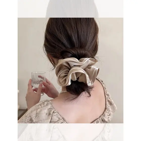 Estilo coreano fungo borda cetim Scrunchy laço de cabelo High-End bola laço de cabelo temperamento suave baixo rabo de c
