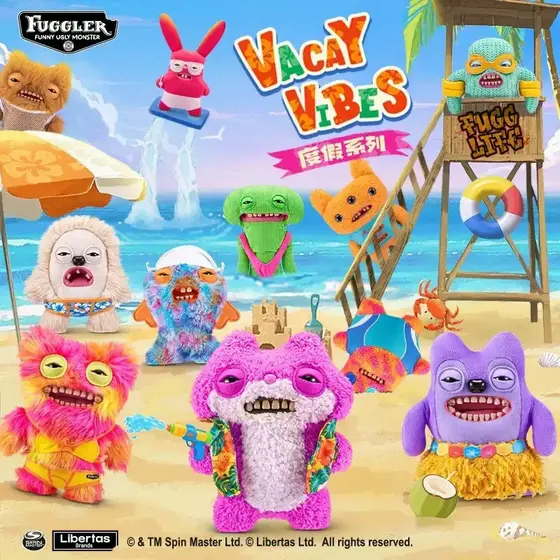 “Fuggler Official” Série de Férias de Monstros com Dentes Fofos: Brinquedos de Pelúcia Feios-Fofos com Dentes Engraçados