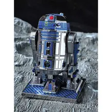 Modelo de montagem DIY em aço inoxidável totalmente metálico, sem cola, montado manualmente, robô R2D2 colorido.