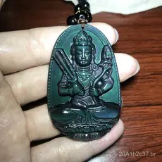 Pingente de Buda do Zodíaco em Obsidiana Natural com Olhos de Arco-Íris, Oito Divindades Guardiãs, Buda do Zodíaco em Ob