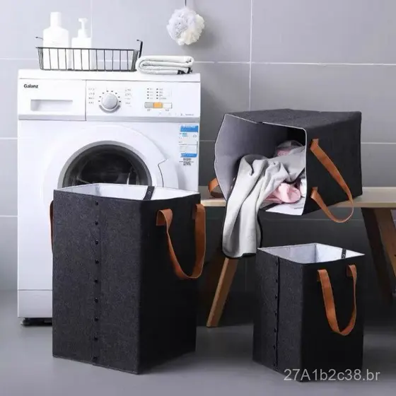 Cesto de roupa suja dobrável de feltro, cesto para guardar roupas sujas, cesto de roupa suja para uso doméstico, balde p