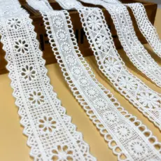 Venda por atacado de diversos tipos de rendas solúveis em água de algodão puro, acessórios para roupas infantis, Hanfu,