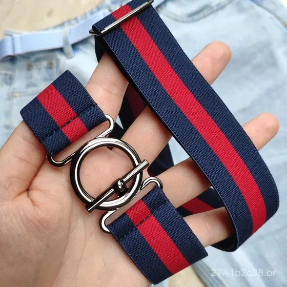 Cinto listrado novo de 3 cm de largura para mulheres, cinto simples para vestidos, que afina a cintura, versátil para je