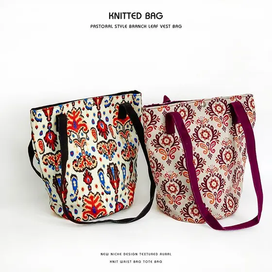 Xinjiang Edles Padrão Bolsa de Lona Estilo Étnico Bolsa de Ombro de Grande Capacidade Bolsa Balde de Lembrança de Viagem