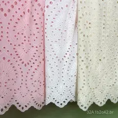 Tecido de algodão vazado, de dupla face e bordado com precisão, para toalhas de mesa, capas de piano, cortinas, tecidos
