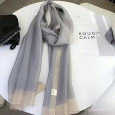Lenço de seda feminino feito de seda de amoreira e lã, fino, elegante, de alta qualidade, xale versátil, lenço longo de