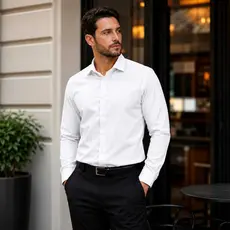 Camisa Masculina Formal Manga Comprida Gola Dura Passa Fácil Elegante