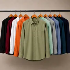 Camisa Social Masculina Manga Longa Com Bolso Colarinho Italiano Respirável Escritório Advogado