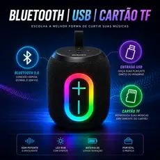 Caixa de Som Portatil Bluetooth RGB LED Som Potente Melhor USB