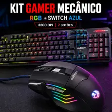 Kit Teclado Gamer Mecânico RGB Switch Azul Anti Ghosting + Mouse Gamer 3200 DPI 7 Botões Exbom