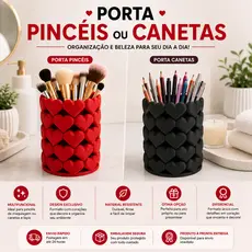 Porta pincéis decorativo com corações organizador de maquiagem em impressão 3D porta lápis e canetas