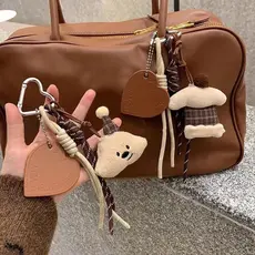 [largeloohg] Criativo Xadrez Urso Bolo Sorvete Pingente De Pelúcia Chaveiro Bonito Corda Trançada Linda Bolsa Charme Moc