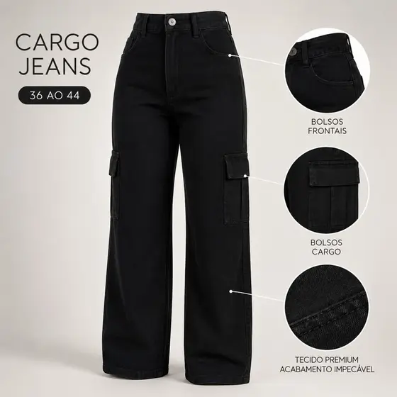 Calça cargo JEANS PREMIUM levanta BUMBUM