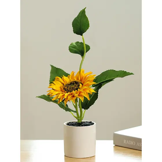 Girassol flor artificial flor artificial decoração casa sala de estar vaso planta artificial planta verde vaso pequenos 