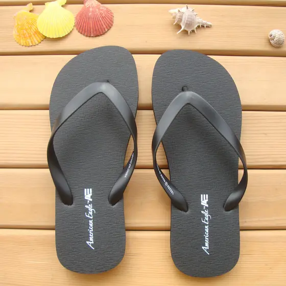 Chinelos planos pretos masculinos de verão chinelos chinelos comércio exterior antiderrapante grande