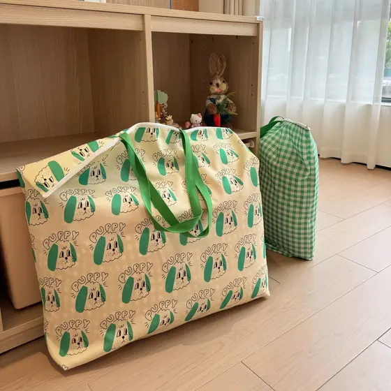 Filhote de cachorro dos desenhos animados colcha Anti-poeira saco de armazenamento portátil das crianças do jardim de in