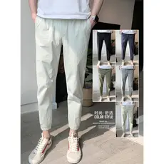 9 calças de tornozelo masculinas verão estilo fino calças de 8 comprimentos calças casuais masculinas ajuste fino calças