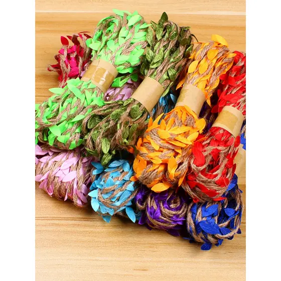 DIY simulação corda de cânhamo Rattan folhas jardim de infância canto Natural Material de Layout ambiental tecido à mão