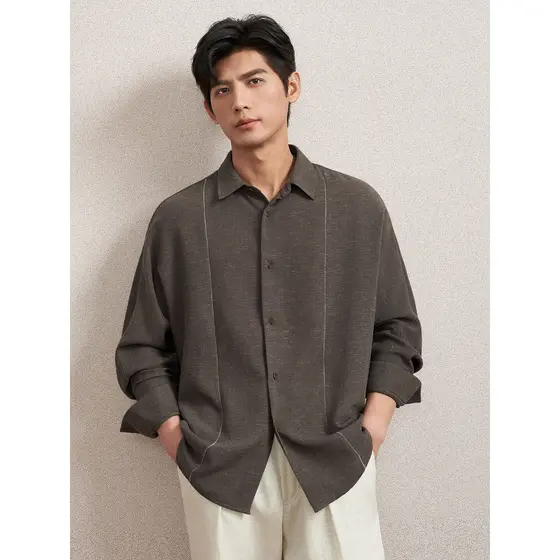 [Linho estilo dinheiro antigo] camisa masculina solta Casual Commuter textura camisa masculina 2026 primavera verão novo